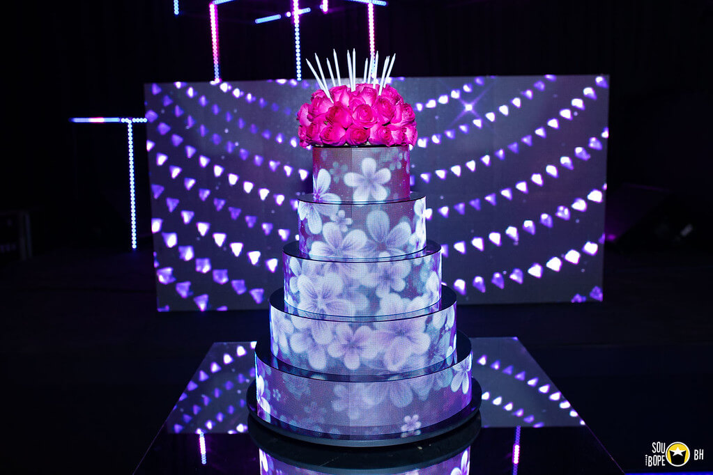 iluminação para festa de 15 anos com led cake - bolo de led
